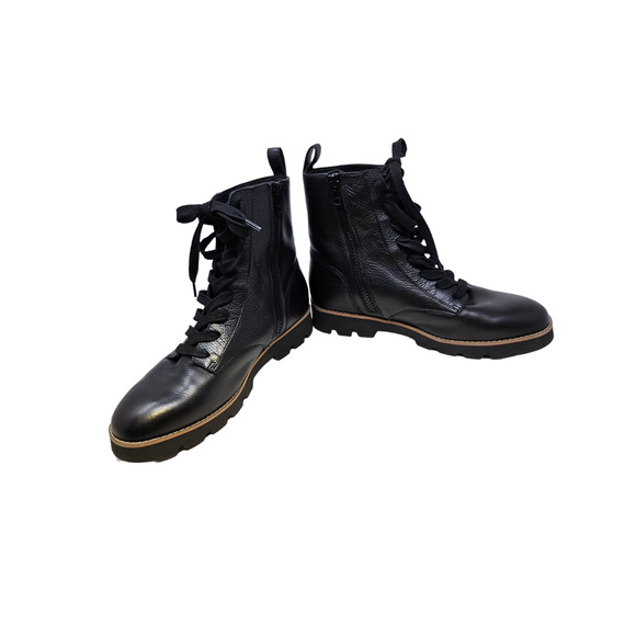 Used in very good condition Vionic 7-7.5 Black Lace Up Leather Lani Combat Boot - Picture 2 of 5